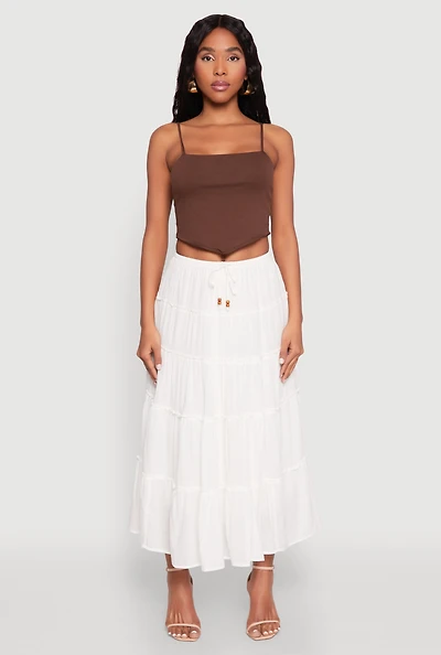 Womens Almost Famous Tiered Skirt, White, Size M