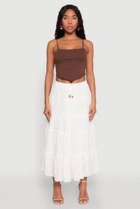 Womens Almost Famous Tiered Skirt, White, Size M