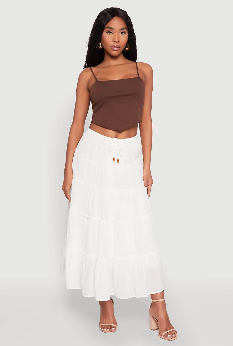 Womens Almost Famous Tiered Skirt, White,