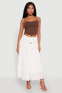 Womens Almost Famous Tiered Skirt, White,