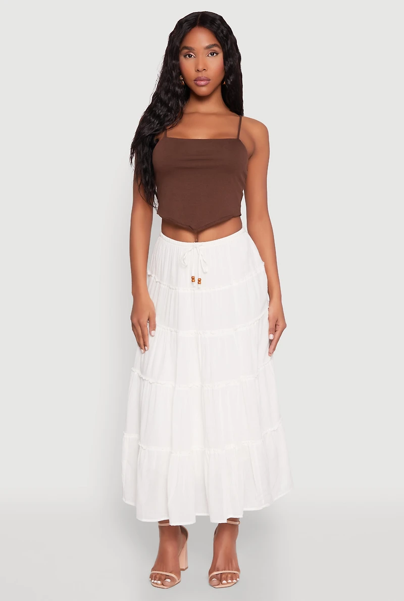 Womens Almost Famous Tiered Skirt, White, Size L