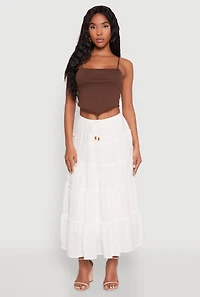 Womens Almost Famous Tiered Skirt, White, Size L