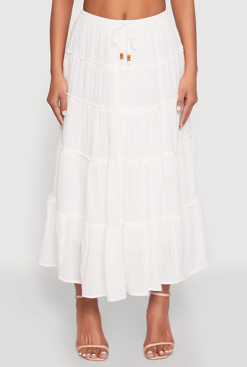 Womens Almost Famous Tiered Skirt, White, Size L