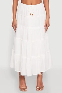 Womens Almost Famous Tiered Skirt, White, Size L