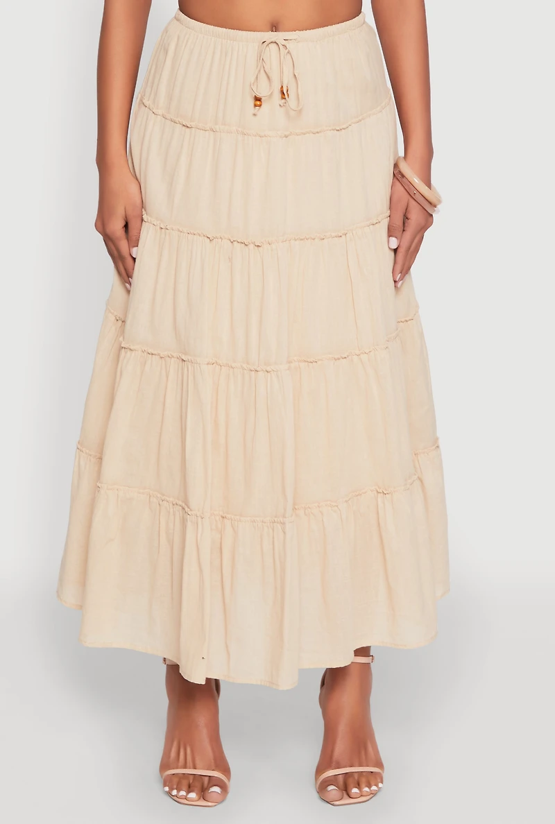 Womens Almost Famous Tiered Skirt, Khaki, Size XL