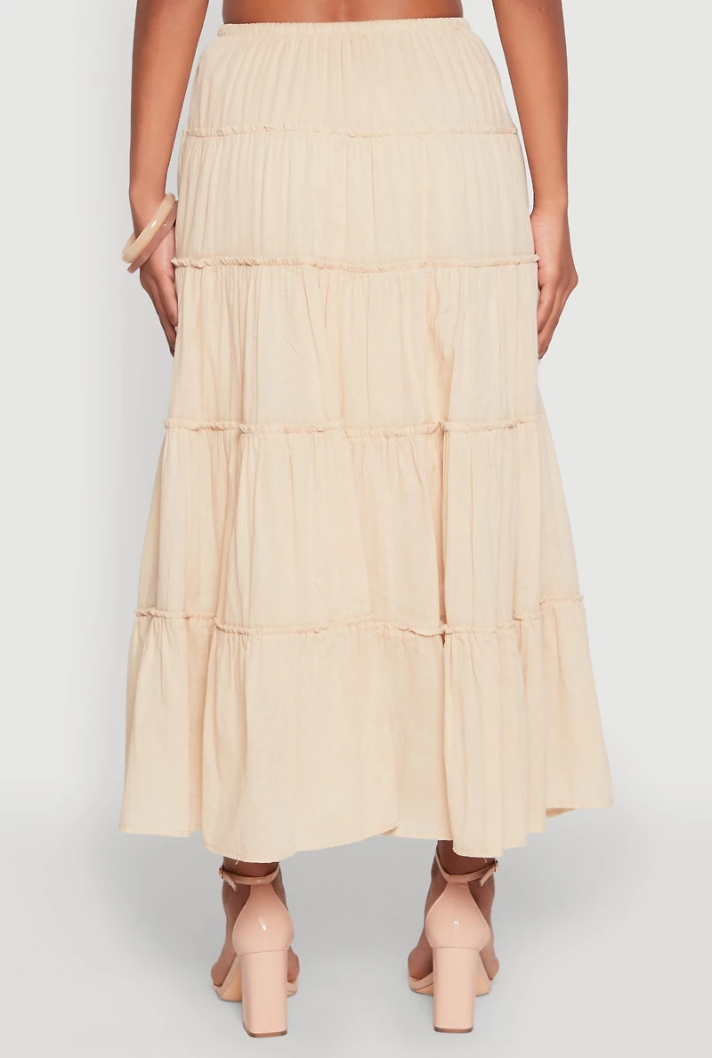 Womens Almost Famous Tiered Skirt, Khaki, Size XL