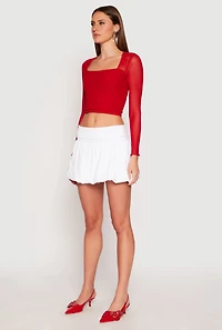 Womens Almost Famous Fold Over Waist Mini Bubble Skirt, White, Size L