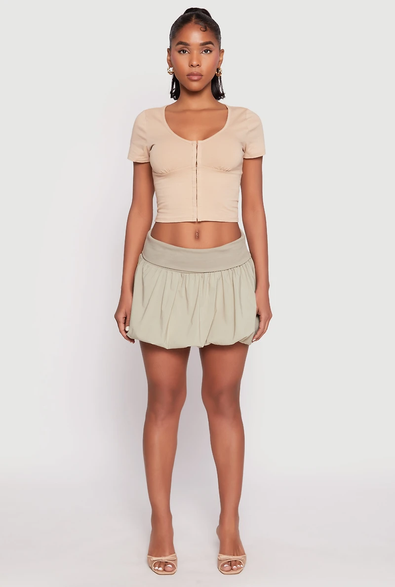 Womens Almost Famous Fold Over Waist Mini Bubble Skirt, XL