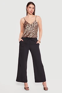 High Tie Waist Belted Wide Leg Casual Pants