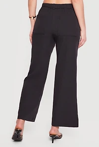 High Tie Waist Belted Wide Leg Casual Pants