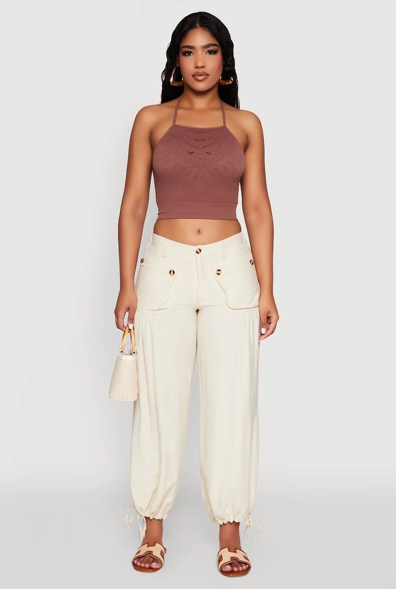 Elastic Waist Drawstring Hem Joggers