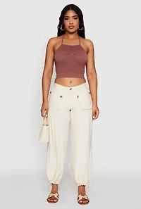 Elastic Waist Drawstring Hem Joggers