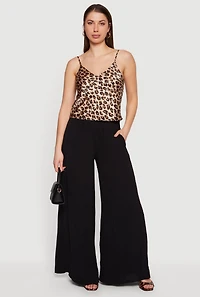 High Waisted Wide Leg Gauze Knit Pants