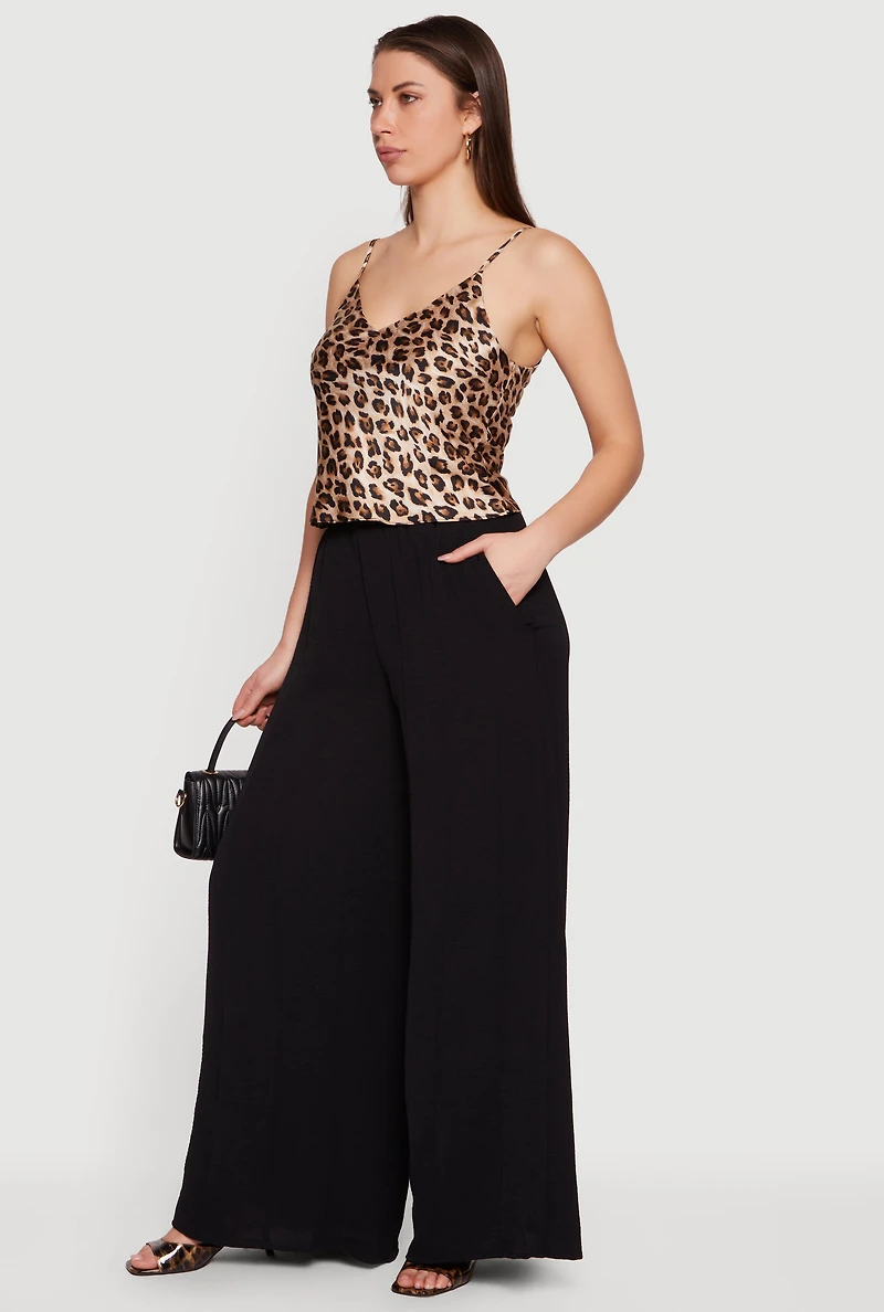 High Waisted Wide Leg Gauze Knit Pants
