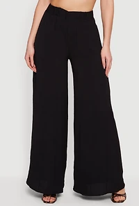 High Waisted Wide Leg Gauze Knit Pants
