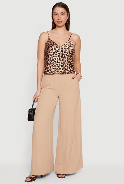 High Waisted Wide Leg Gauze Knit Pants