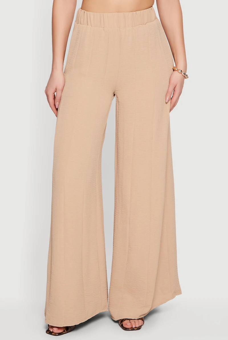 High Waisted Wide Leg Gauze Knit Pants