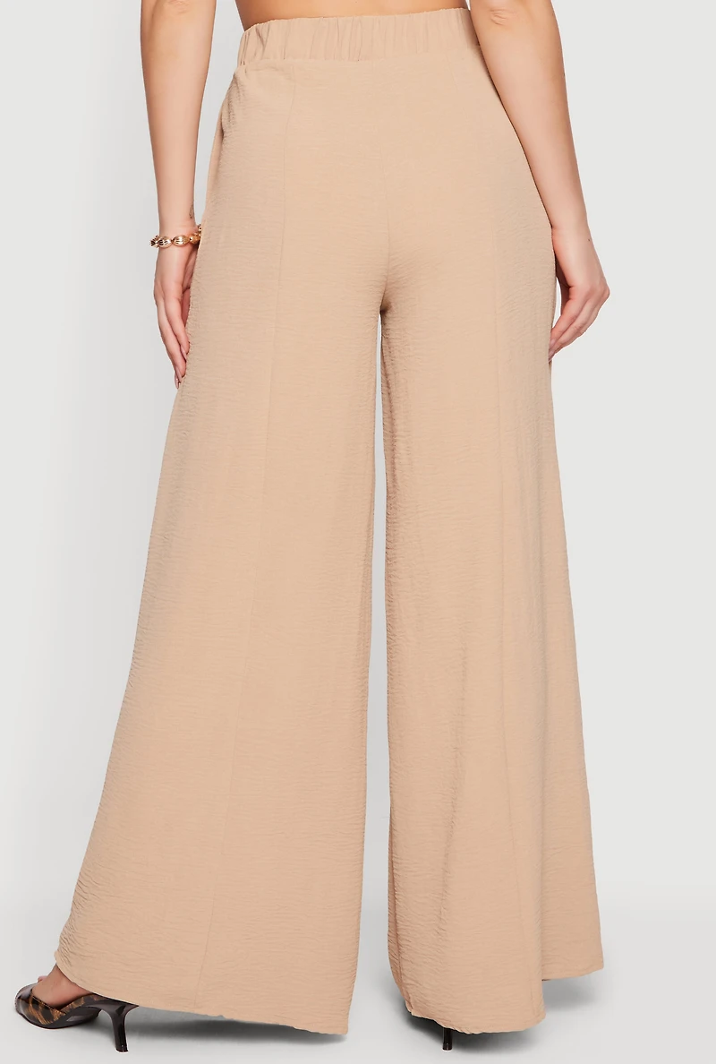 High Waisted Wide Leg Gauze Knit Pants