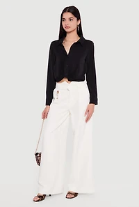 Metallic Detail Wide Leg Palazzo Pants