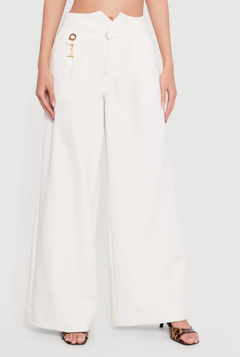 Metallic Detail Wide Leg Palazzo Pants