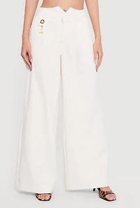 Metallic Detail Wide Leg Palazzo Pants