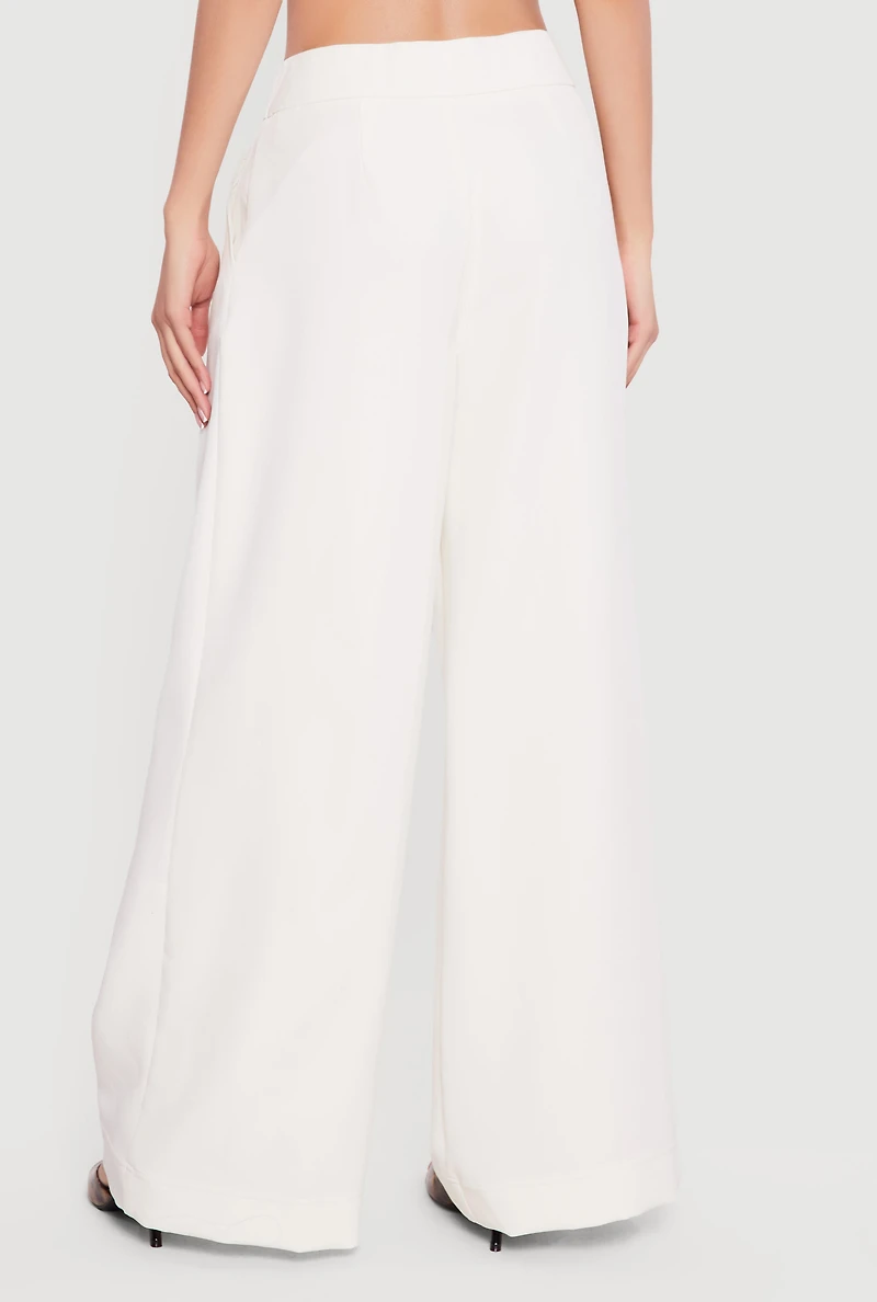 Metallic Detail Wide Leg Palazzo Pants