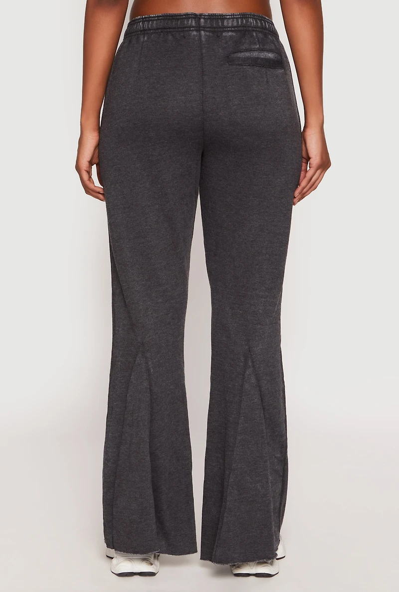 Brushed Knit Acid Wash Flare Sweatpants
