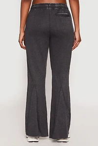 Brushed Knit Acid Wash Flare Sweatpants