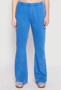 Womens Brushed Knit Acid Wash Flare Sweatpants, Blue,