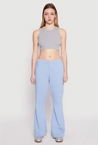 Womens Brushed Knit Acid Wash Flare Sweatpants, Blue,