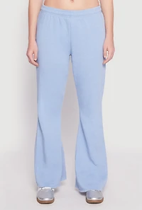 Womens Brushed Knit Acid Wash Flare Sweatpants, Blue,