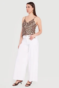Solid Twill Wide Leg Palazzo Pants