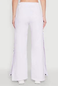 Womens Stylish High Waisted Varsity Stripe Active Pants, White, Size L