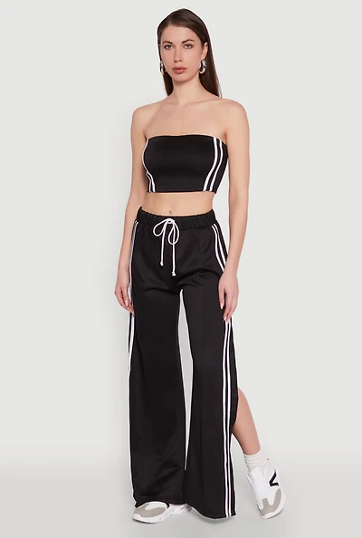 Womens Stylish High Waisted Varsity Stripe Active Pants,