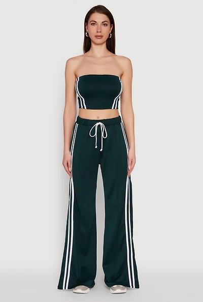 Womens Stylish High Waisted Varsity Stripe Active Pants,