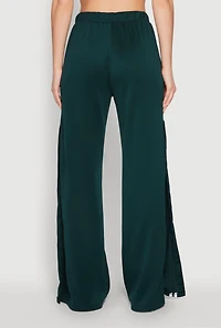 Womens Stylish High Waisted Varsity Stripe Active Pants, Green, Size M