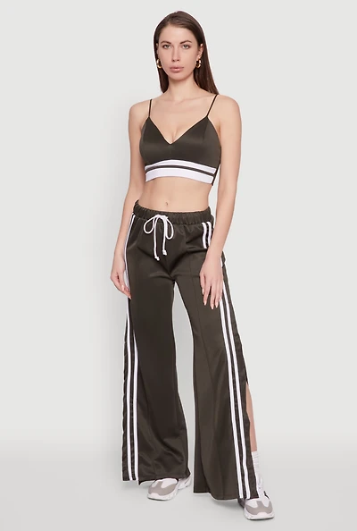 Womens Stylish High Waisted Varsity Stripe Active Pants,