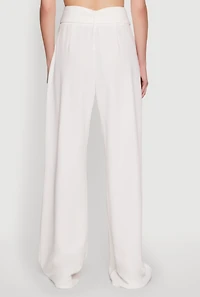 Trendy High Waisted Rhinestone Belted Palazzo Pants