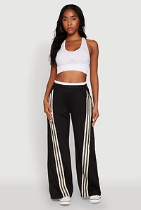 Stylish High Waisted Contrast Trim Scuba Active Pants