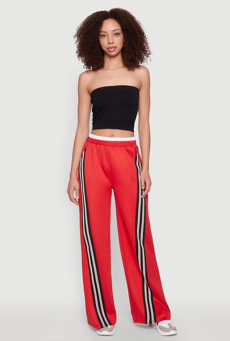 Womens Stylish High Waisted Contrast Trim Scuba Active Pants, M