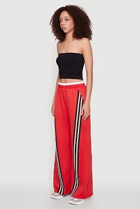 Womens Stylish High Waisted Contrast Trim Scuba Active Pants, Red, Size S