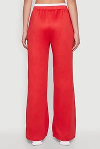 Womens Stylish High Waisted Contrast Trim Scuba Active Pants, Red, Size S
