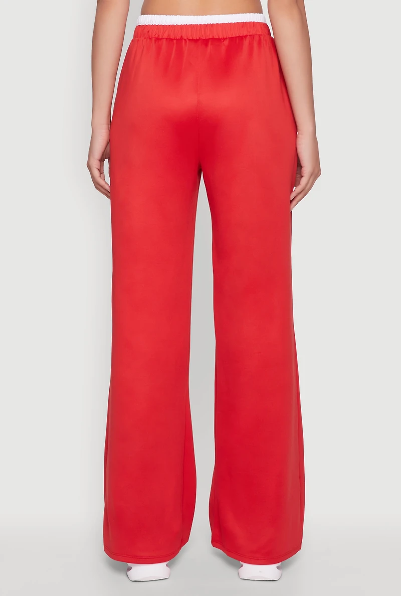 Womens Stylish High Waisted Contrast Trim Scuba Active Pants, M