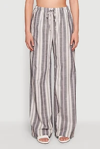 Striped Drawstring Waist Wide Leg Pants