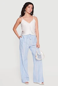 Striped Drawstring Waist Wide Leg Pants