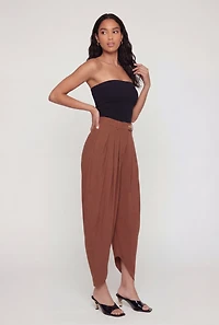 Crepe Knit Pleated Harem Dress Pants