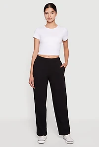 High Waisted Fleece Sweatpants with Pockets