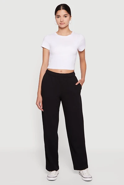 High Waisted Fleece Sweatpants with Pockets