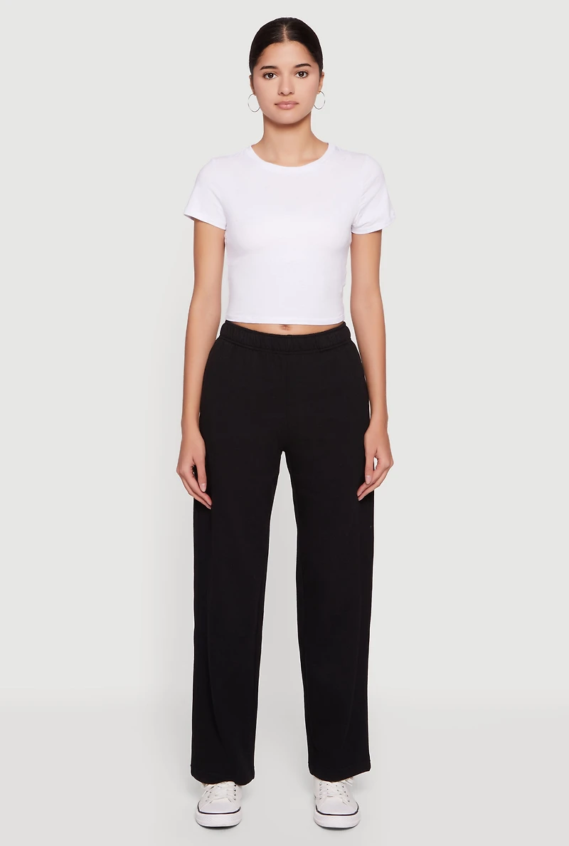 High Waisted Fleece Sweatpants with Pockets