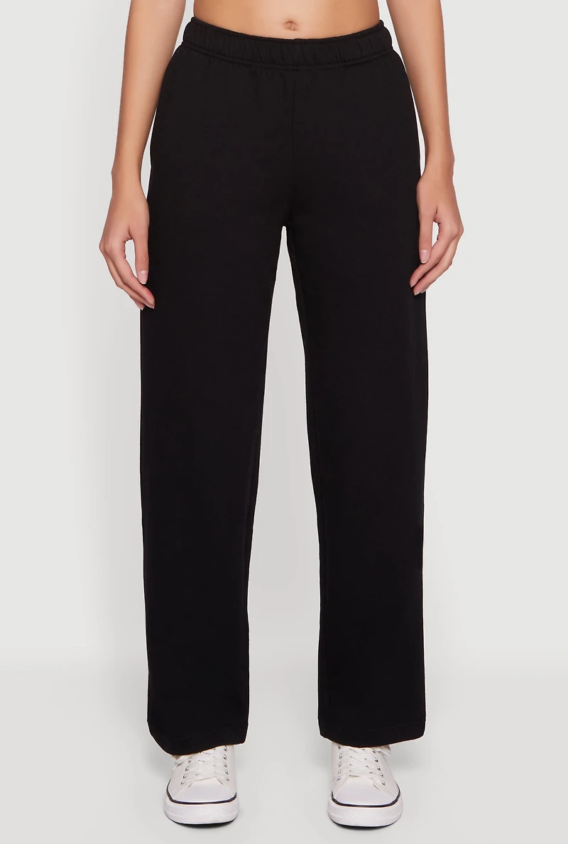 High Waisted Fleece Sweatpants with Pockets